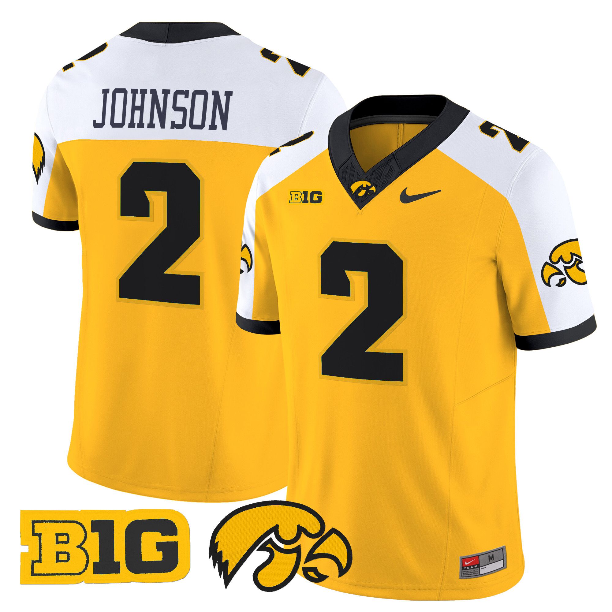 Men Iowa Hawkeyes #2 Johnson Yellow Nike 2024 Vapor Limited NCAA Jersey->ncaa teams->NCAA Jersey